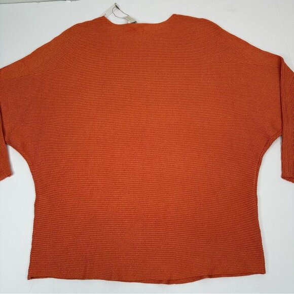 Chico’s Women’s NWT Orange Metallic Ribbed Banteau 3/4 Sleeve Sweater 4/XXL/C44 - Picture 6 of 13